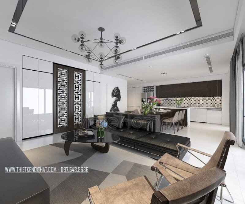 Nội thất phòng khách chung cư được sắp xếp vô cùng hợp lí, không chỉ mang lại một không gian sinh hoạt chung sang trọng, thanh lịch mà không kém phần tiện nghi Top các mẫu thiết kế phòng khách ưa chuộng nhất hiện nay