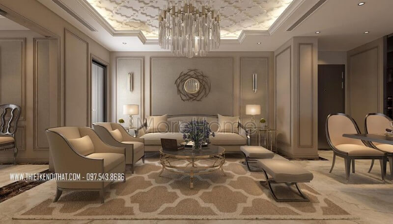 Thiết kế nội thất chung cư phong cách tân cổ điển sang trọng và ấn tượng Top các mẫu thiết kế phòng khách ưa chuộng nhất hiện nay