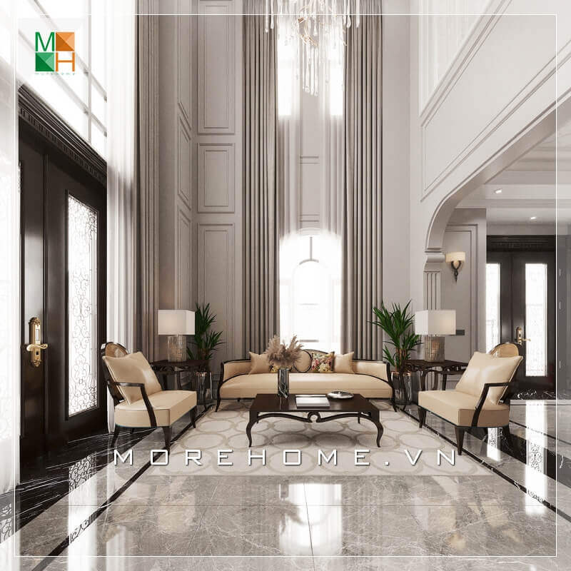 Chiêm ngưỡng mẫu thiết kế phòng khách tân cổ điển sang trọng cho biệt thự, nhà phố, chung cư cao cấp, căn hộ penthouse. Top các mẫu thiết kế phòng khách ưa chuộng nhất hiện nay
