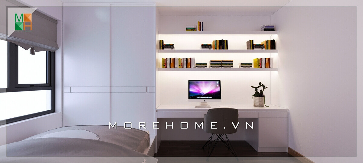 Căn phòng ngủ chung cư đơn giản với phong cách hiện đại, trẻ trung, thiết kế nội thất tối giản giúp tạo cảm giác thoải mái và không bị rườm rà. Mẫu nội thất chung cư hiện đại đẹp