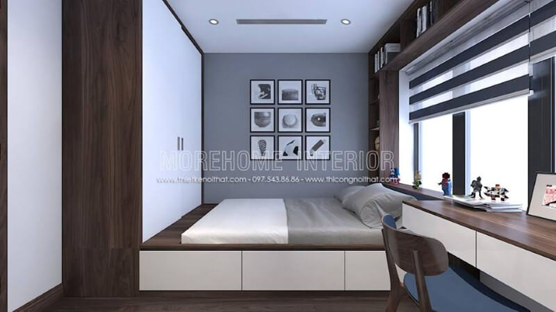 Tủ quần áo liền giường đẹp, hiện đại, sang trọng cho phòng ngủ của con. Thiết kế phòng ngủ biệt thự