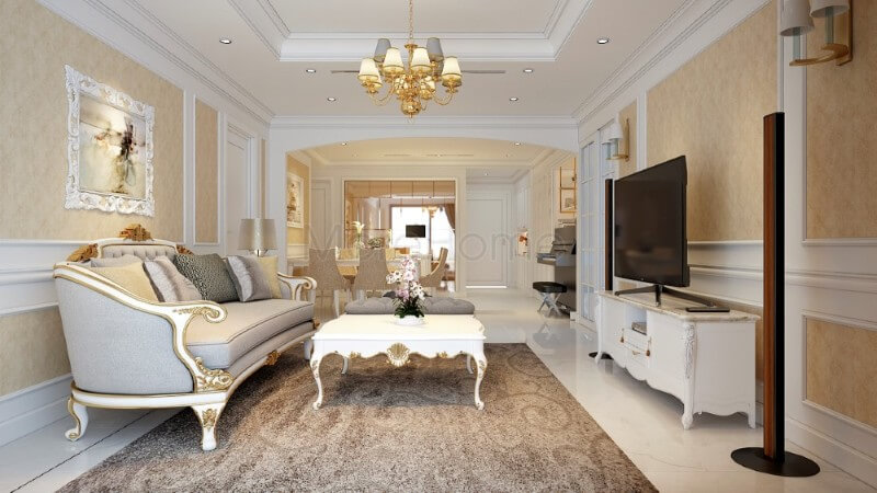 Thiết kế nội thất phòng khách chung cư tân cổ điển mang vẻ đẹp quý phái, sang trọng Theo dõi các mẫu thiết kế phòng khách ưa chuộng nhất hiện nay