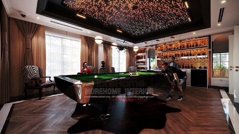 Bàn bi-a gỗ óc chó siêu đẹp cho phòng giải trí biệt thự, nhà phố.