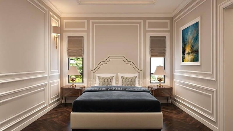 Bố trí cửa sổ phòng ngủ ngay đầu giường giúp không gian luôn được thông thoáng.