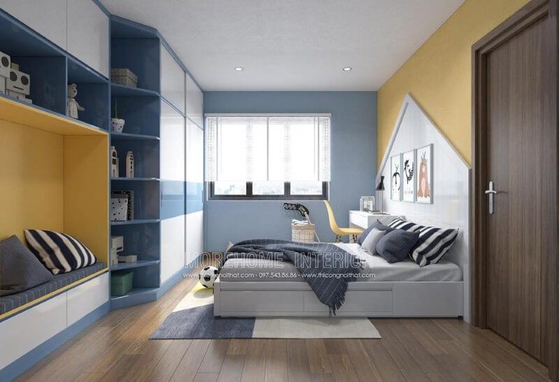 Không gian phòng ngủ cho bé được chăm chút trong thiết kế mang đến không gian nghỉ ngơi thực sự phù hợp