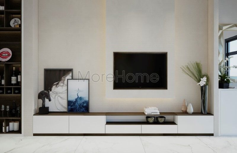 Mẫu tủ kệ phòng khách gỗ công nghiệp hiện đại cho nhà phố Lake View- Tp Hồ Chí Minh