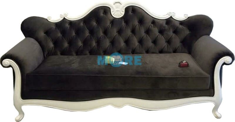 Sofa văng tân cổ điển MS-009 gỗ tự nhiên Tần Bì, bọc nỉ nhập khẩu cao cấp màu đen sang trọng cho phòng khách chung cư, biệt thự