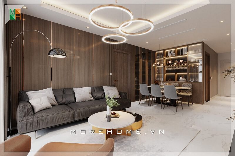 Mẫu thiết kế sofa phòng khách bằng gỗ bọc vải kiểu dáng trẻ trung, hiện đại cho chung cư, nhà phố, biệt thự