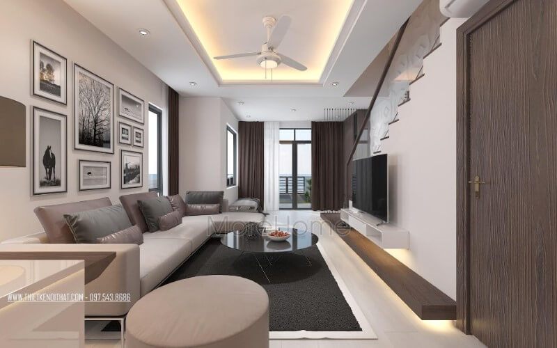 Thiết kế sofa hiện đại dáng góc tối tiện lợi ưu không gian cho phòng khách căn hộ chung cư diện tích nhỏ.