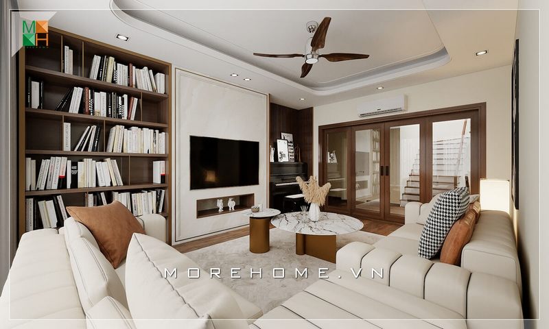 Bằng cách lựa chọn mẫu cửa sắc trắng phù hợp, không gian phòng khách hiện đại đã được nâng cao về tiện nghi và đẳng cấp.