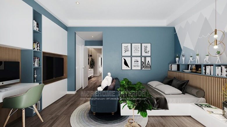 Thiết kế nội thất phòng ngủ trẻ em đẹp hiện đại với gam màu sắc nhẹ nhàng tinh tế