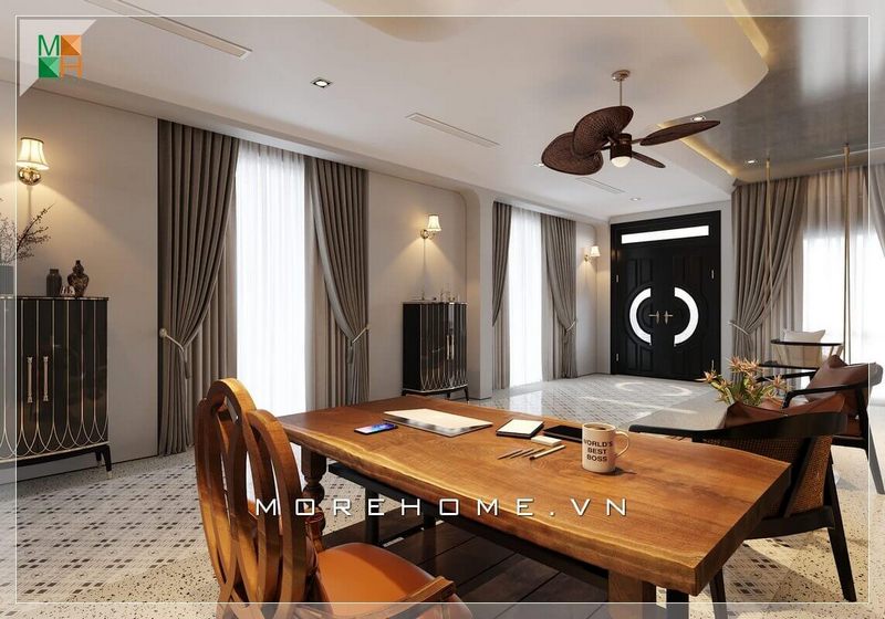 Mẫu thiết kế bàn làm việc bằng gỗ tự nhiên phong cách cổ điển cho chung cư, nhà phố, biệt thự